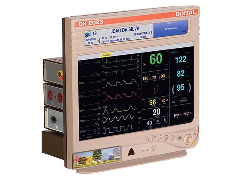 O DX 2023 é um Monitor de Sinais Vitais modular com vídeo interno, destinado a ambientes hospitalares para monitoração dos sinais vitais de pacientes adultos, pediátricos e neonatos.